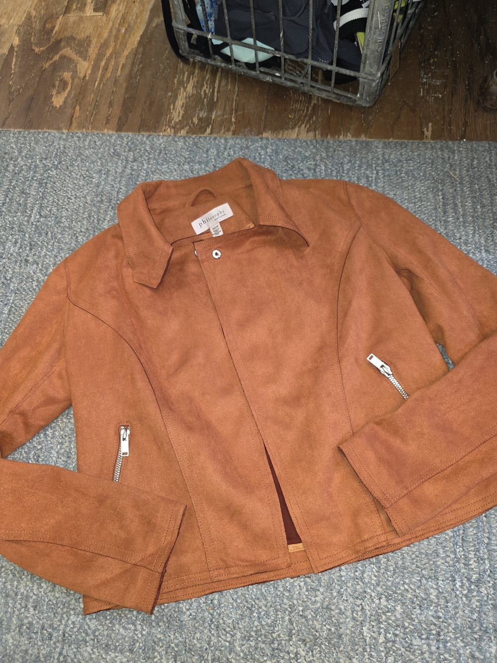 Philosophy Rust Faux Suede Moto Jacket - Women's